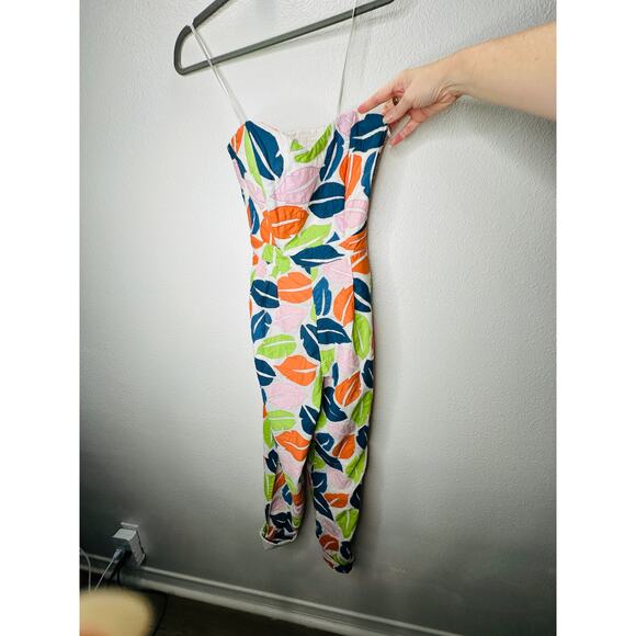 The Odells Ellie Multi-Color Leaf Print Bustier Jumpsuit  2 - Picture 3 of 16